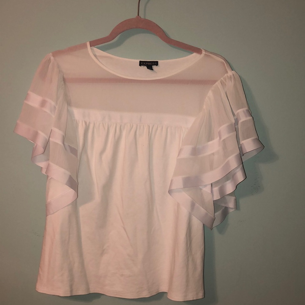 White Butterfly Sleeve Top